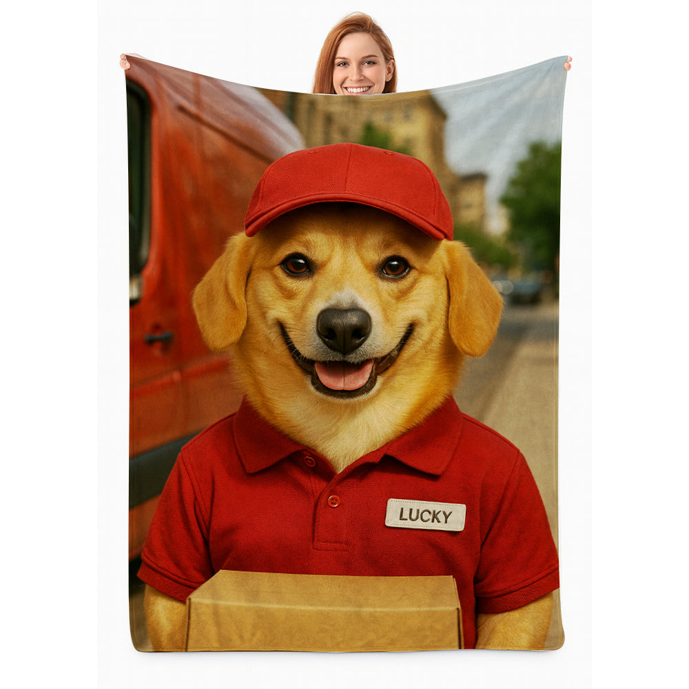 Custom Photo Courier Delivery BlanketGift For Dog Lovers