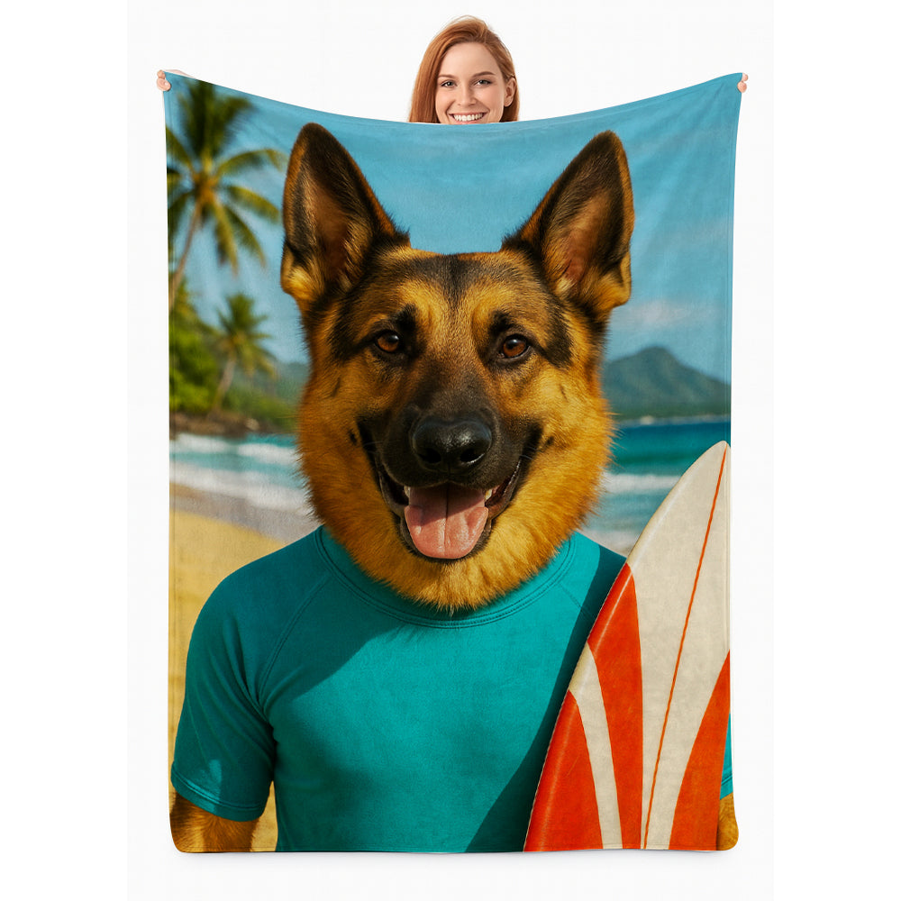 Custom Photo Surfer Beach Dog BlanketGift For Dog Lovers