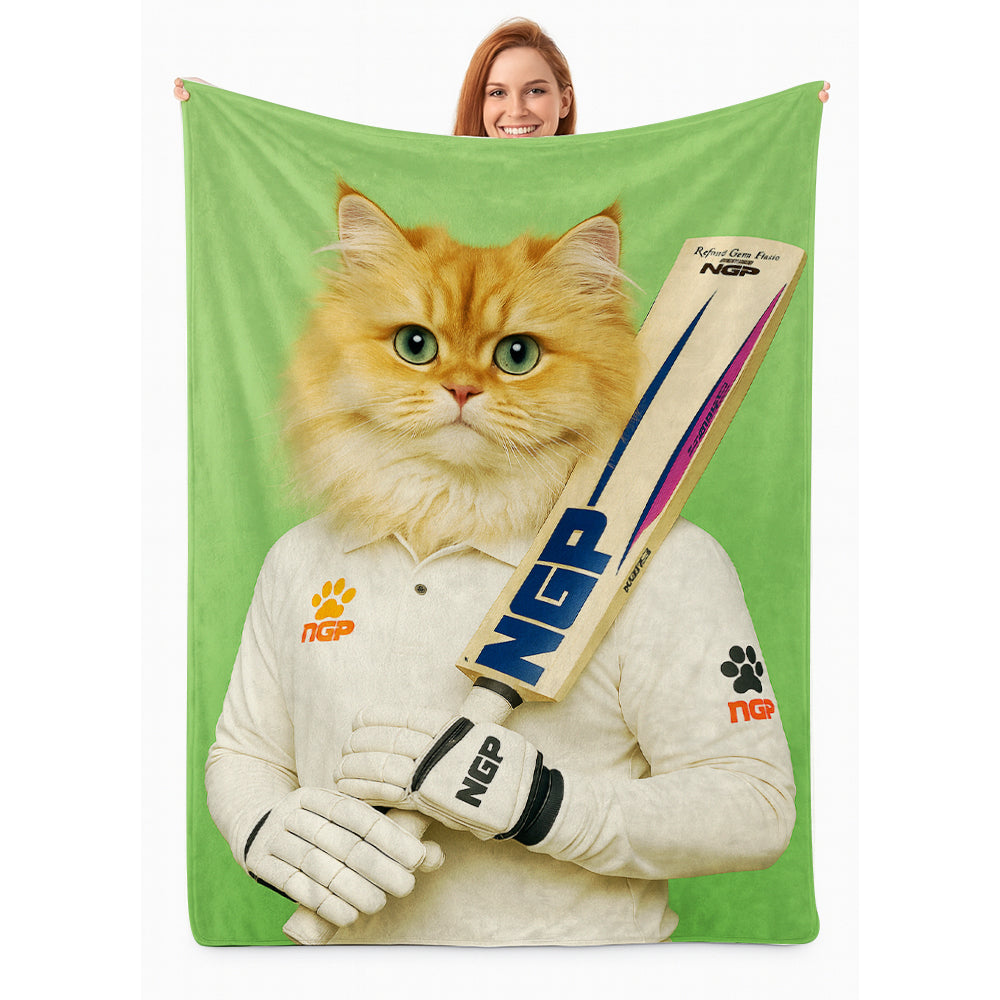 Custom Photo Cricketer Cat Blanket Gift For Cat Lovers