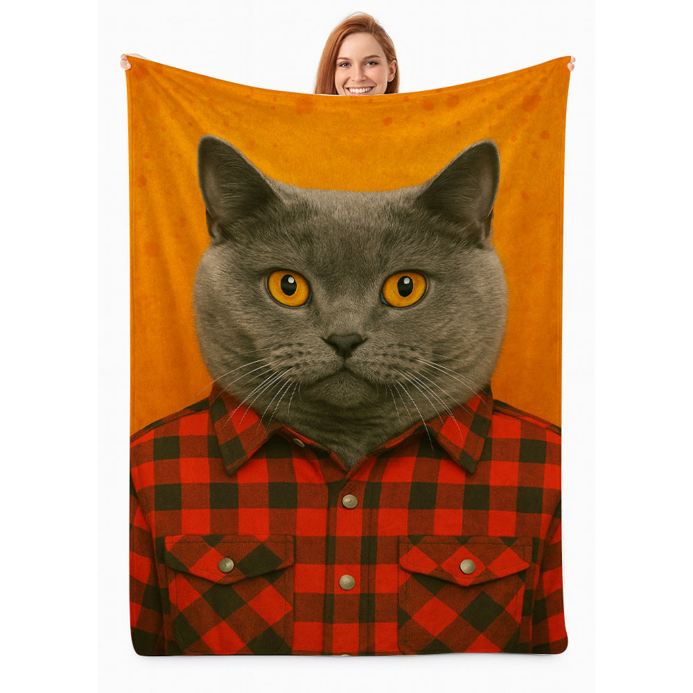 Custom Photo Cat In Red Shirt Blanket Gift For Cat Lovers