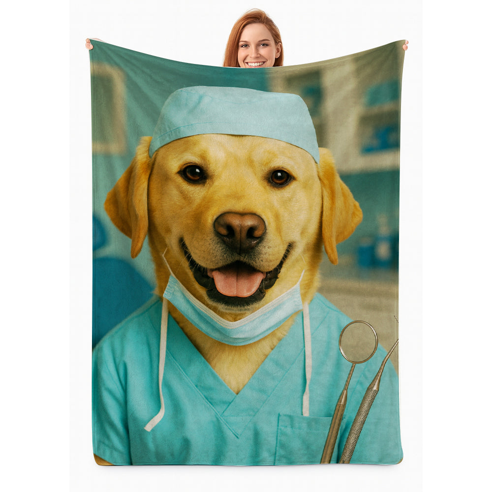 Custom Photo Dentist Dog BlanketGift For Dog Lover
