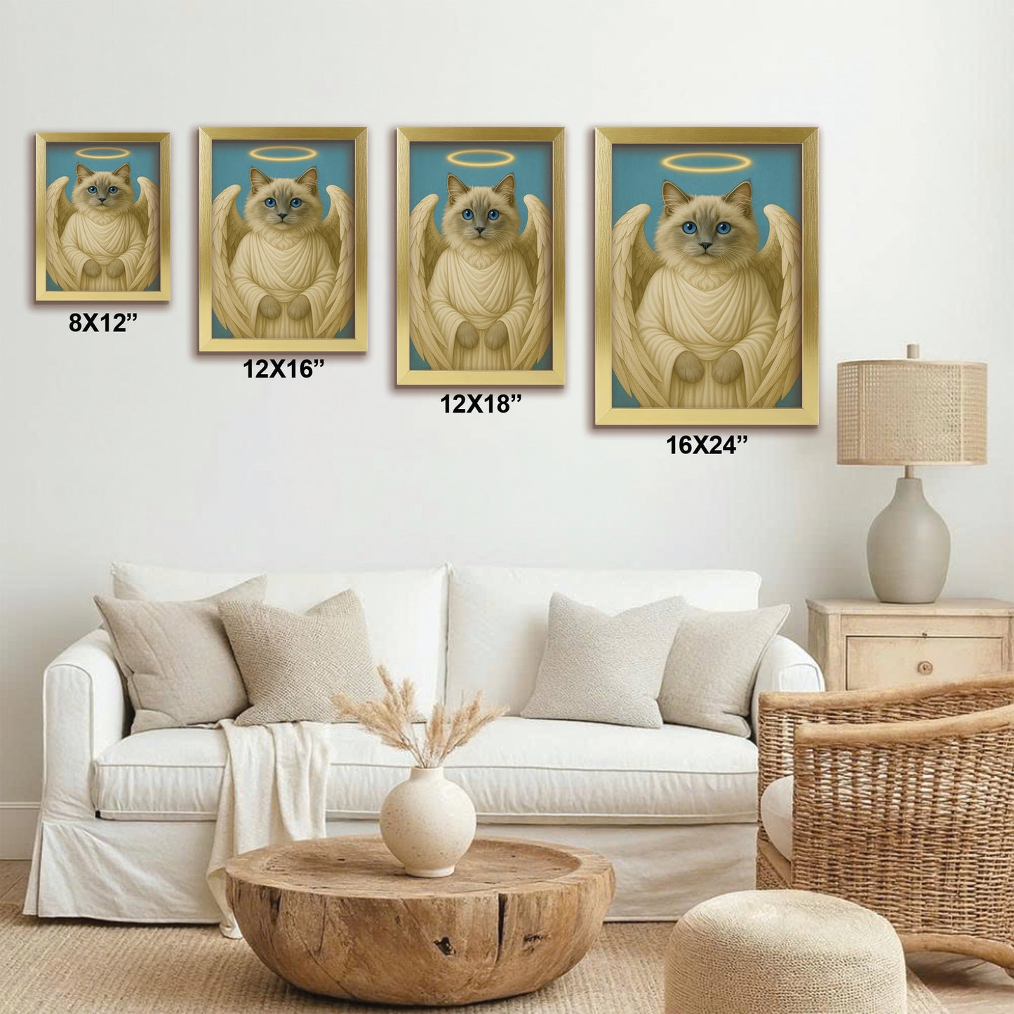 Custom Cat Photo Memorial Canvas Framed Wall Art _ Memorial Gift For Cat