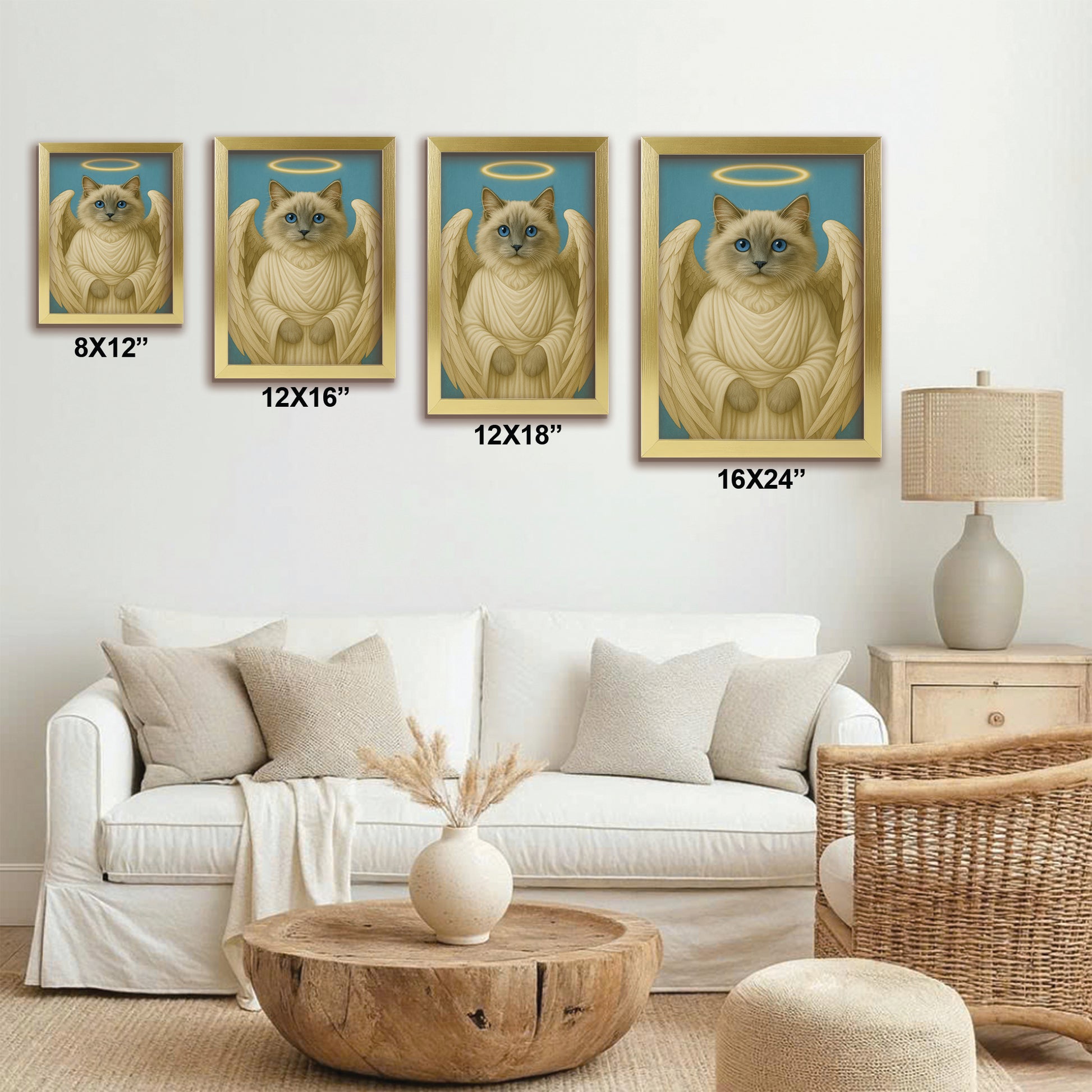 Custom Cat Photo Memorial Canvas Framed Wall Art _ Memorial Gift For Cat