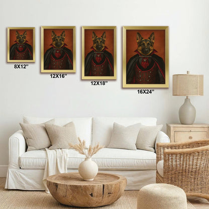 Custom Photo Vampire Dog Canvas Framed Wall Art Gift For Dog Lovers