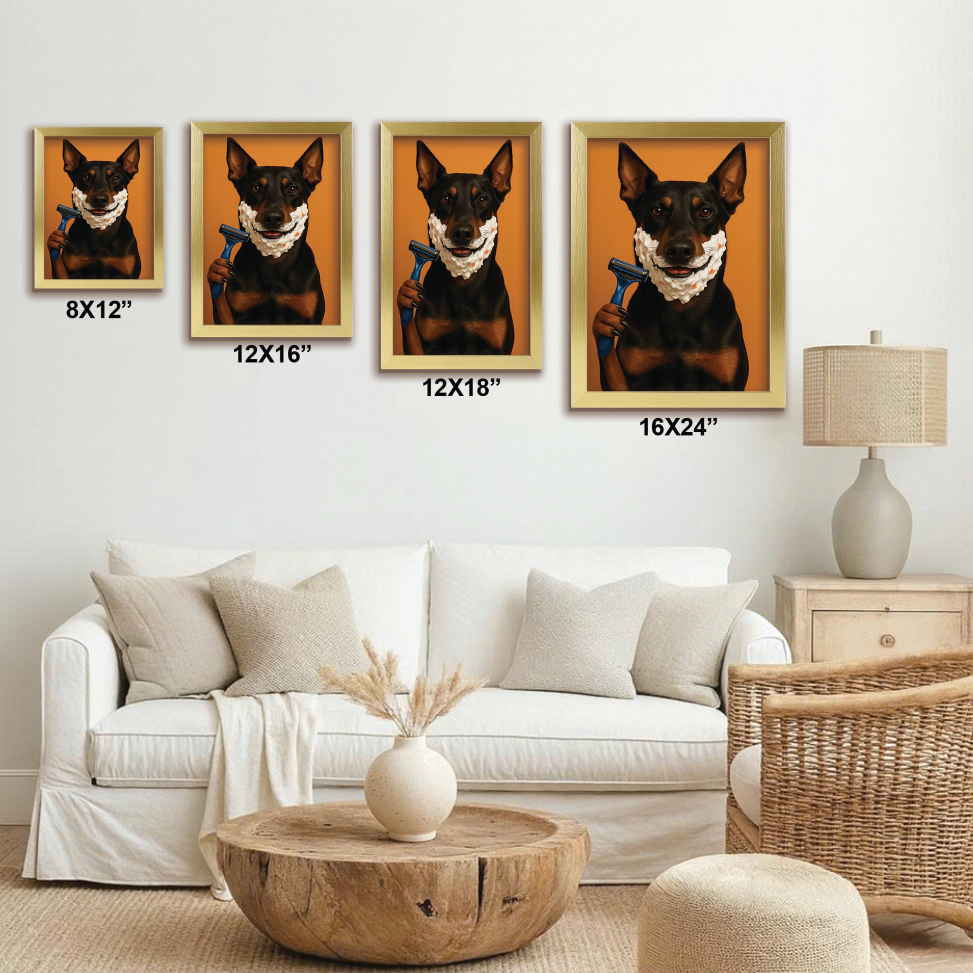 Custom Photo Dog Bathroom Style 36 Canvas Framed Wall Art Gift For Dog Lovers