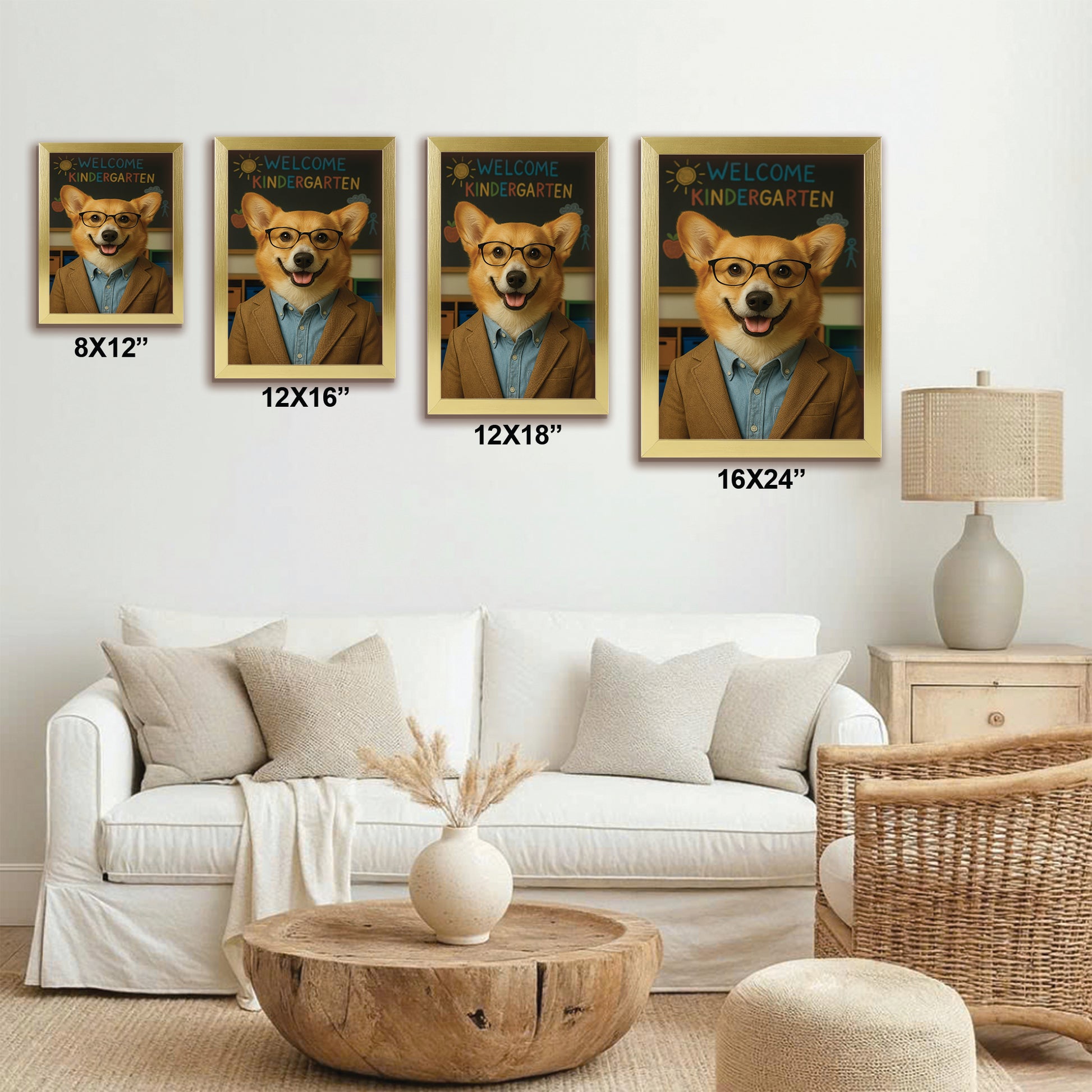 Custom Photo Kindergarten Teacher Canvas Framed Wall Art Gift For Dog Lovers