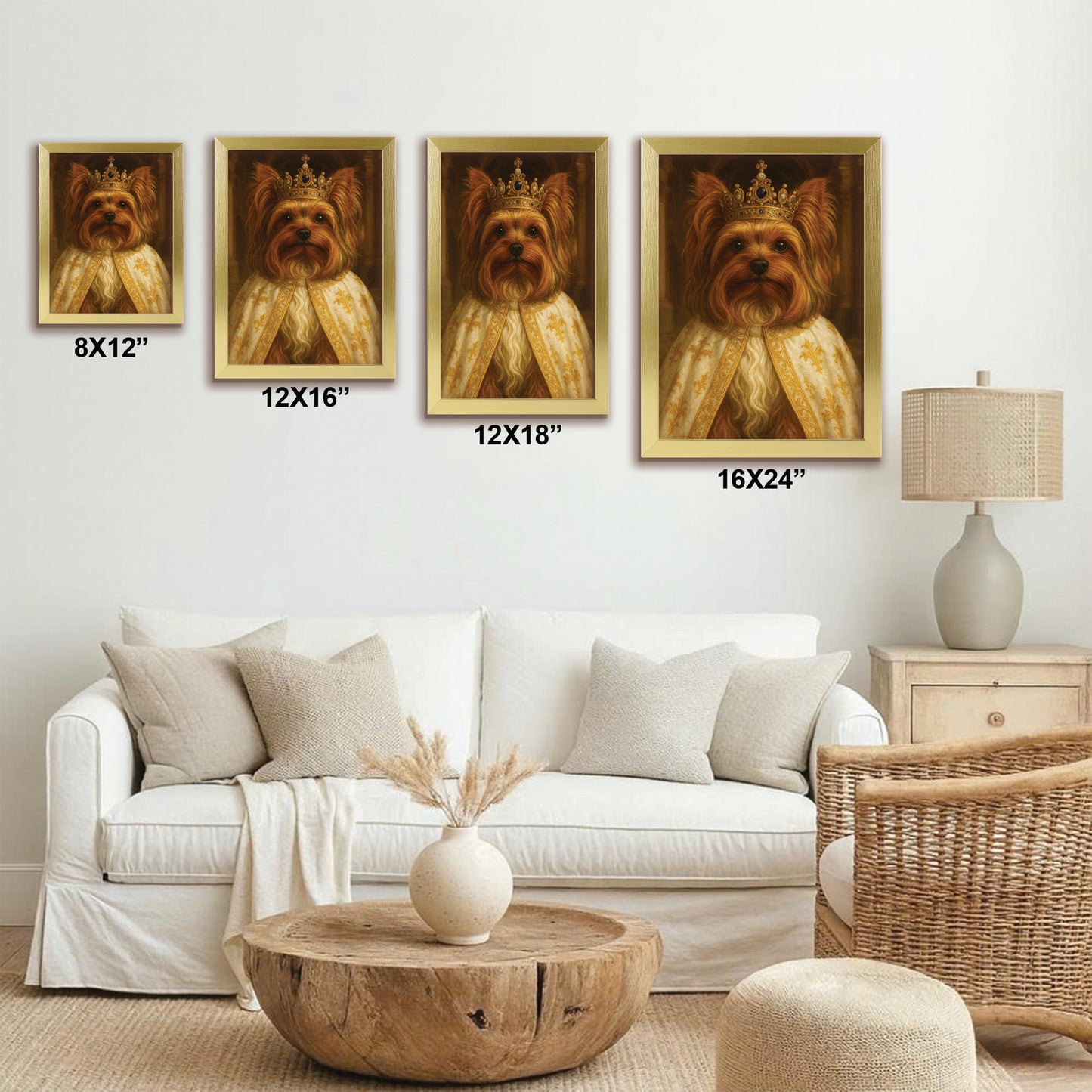 Custom Photo Dog Royal Style 07 Canvas Framed Wall Art Gift For Dog Lovers