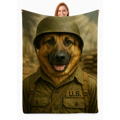 Custom Photo Military Dog BlanketGift For Dog Lovers