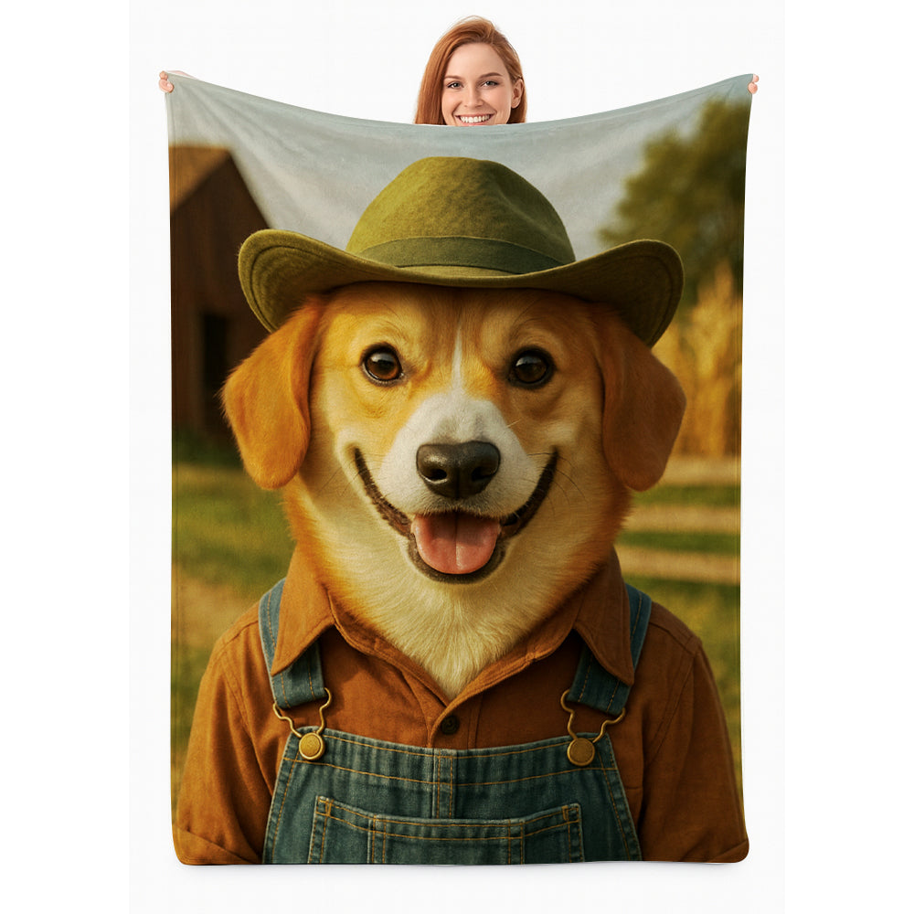 Custom Photo Farmer Farmhouse Dog Canvas