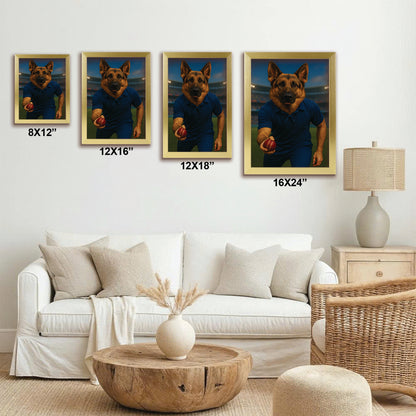 Custom Photo Bowler Dog Canvas Framed Wall Art Gift For Dog Lovers