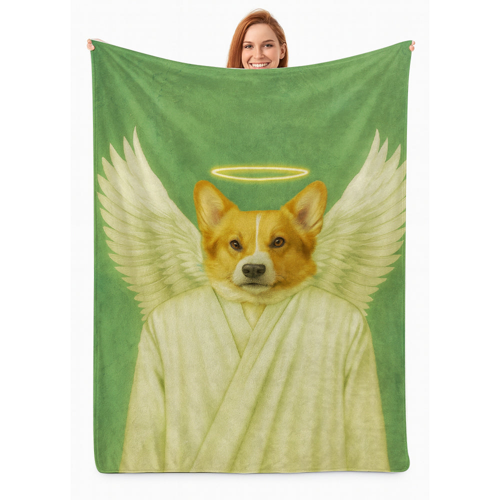 Custom Photo Angel Dog BlanketMemorial Gift For Dog
