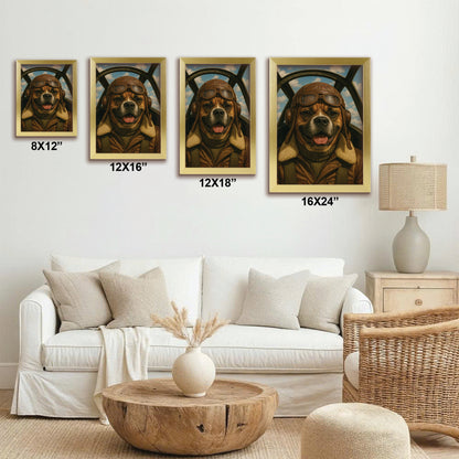 Custom Photo Pilot Dog Canvas Framed Wall Art Gift For Dog Lover