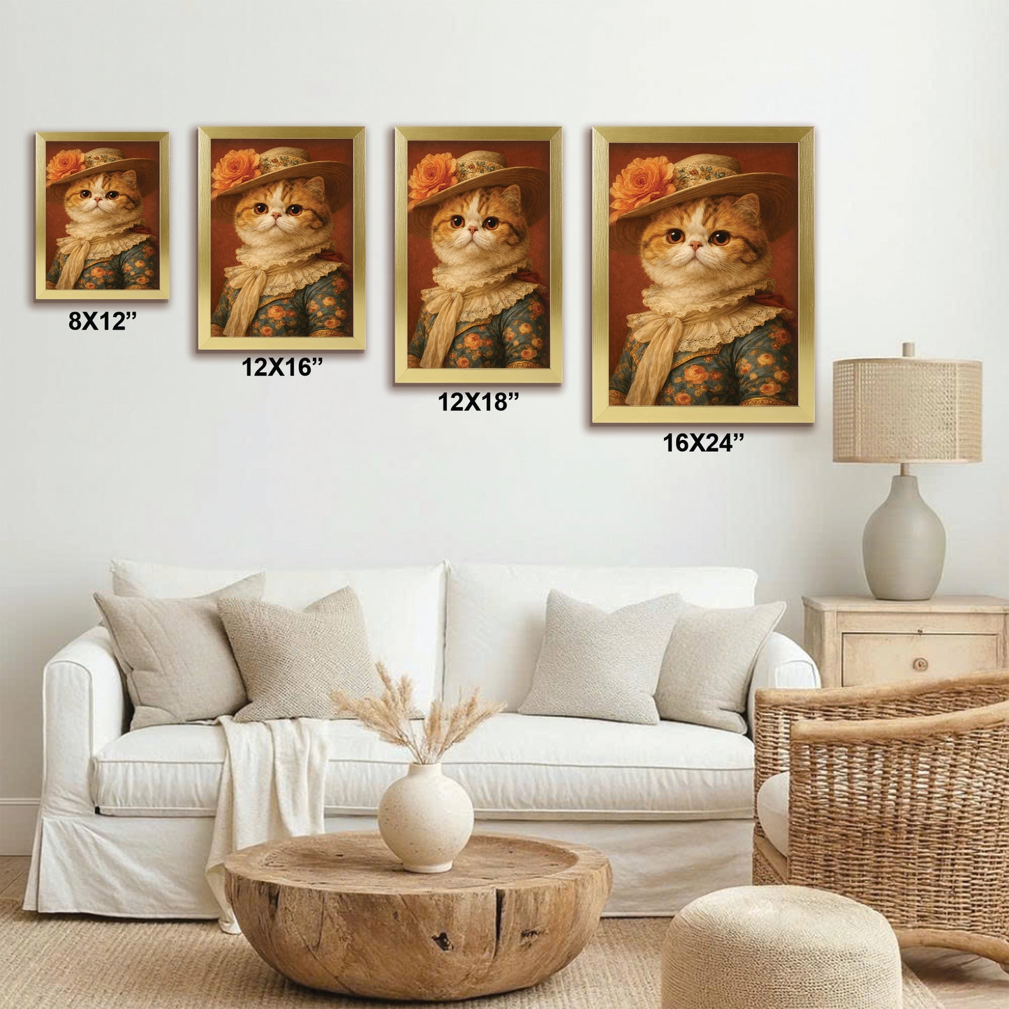 Custom Photo Cat Royal Style 05 Canvas Framed Wall Art Gift For Cat Lovers