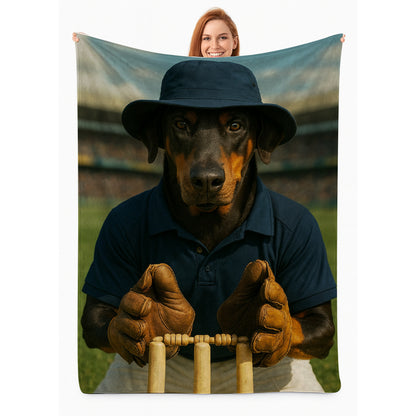 Custom Photo Cricket Player Dog BlanketGift For Dog Lovers