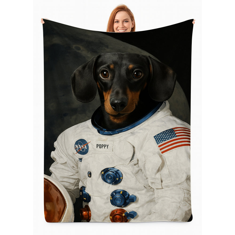 Custom Photo Dog Astronaut Blanket Gift For Dog Lover
