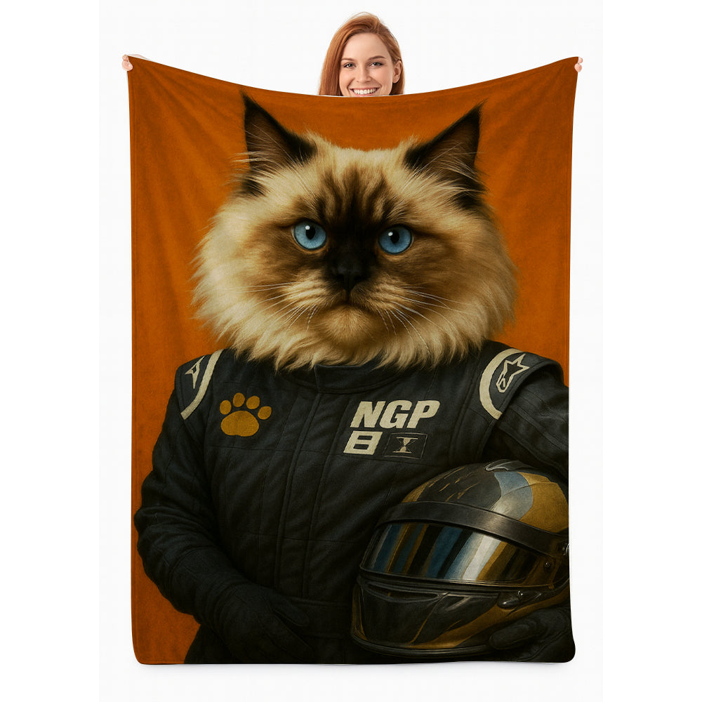 Custom Photo Cat Racer Blanket Gift For Cat Lovers