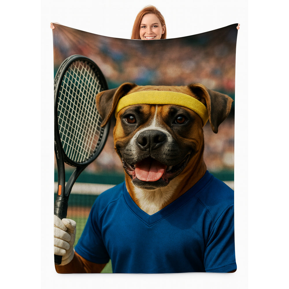 Custom Photo Tennis Player Dog BlanketGift For Dog Lovers