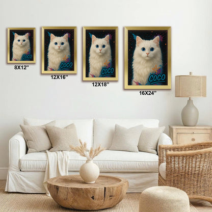 Custom Cat Pet Portrait Contemporary Canvas Framed Wall Art