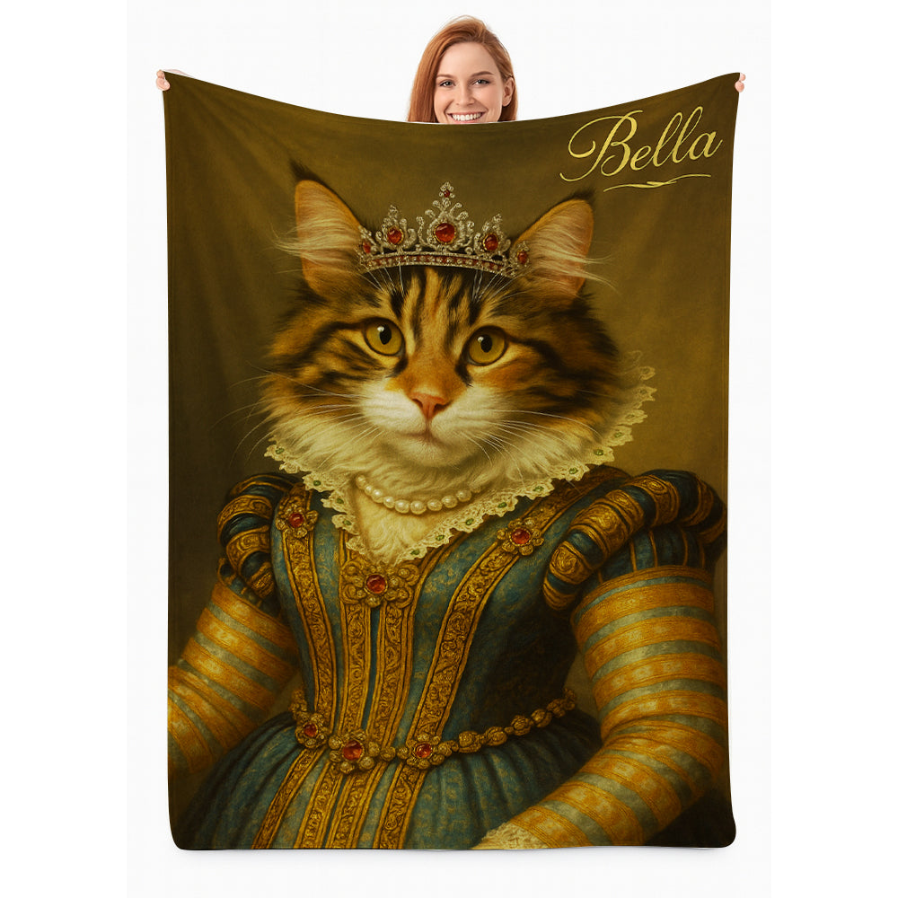 Custom Photo Sapphire Queen Cat Blanket Gift For Cat Lovers