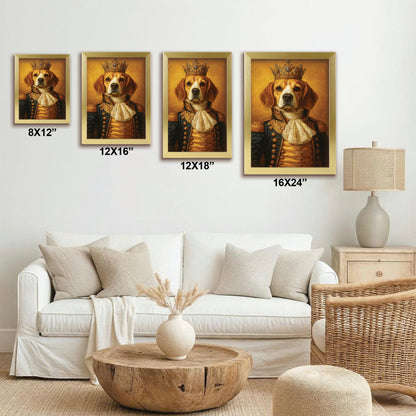 Custom Photo Dog King Royal Canvas Framed Wall Art Gift For Dog Lovers