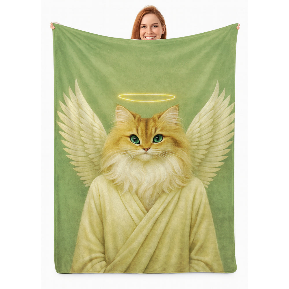 Custom Photo Angel Cat  Blanket Memorial Gift For Cat Lover
