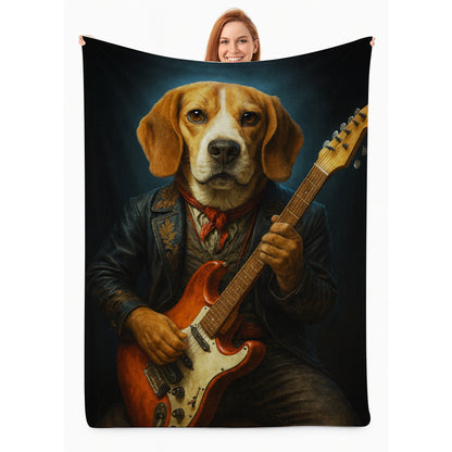 Custom Photo Dog Rock n Roll BlanketGift For Dog Lovers
