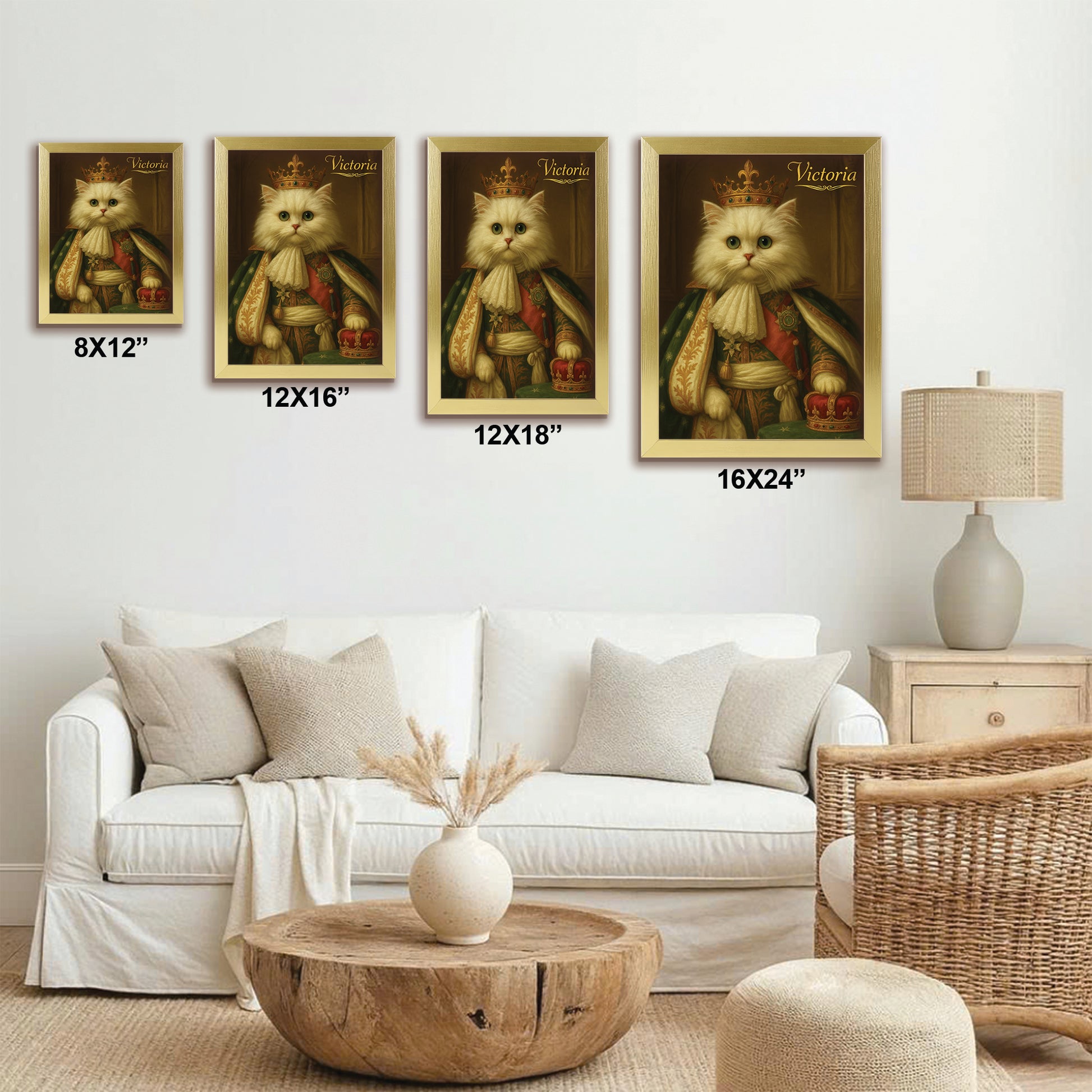 Custom Photo Napoleon Cat Canvas Framed Wall Art Gift For Cat Lovers