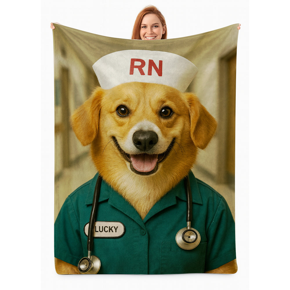Custom Photo Registed Nurse Dog BlanketGift For Dog Lovers