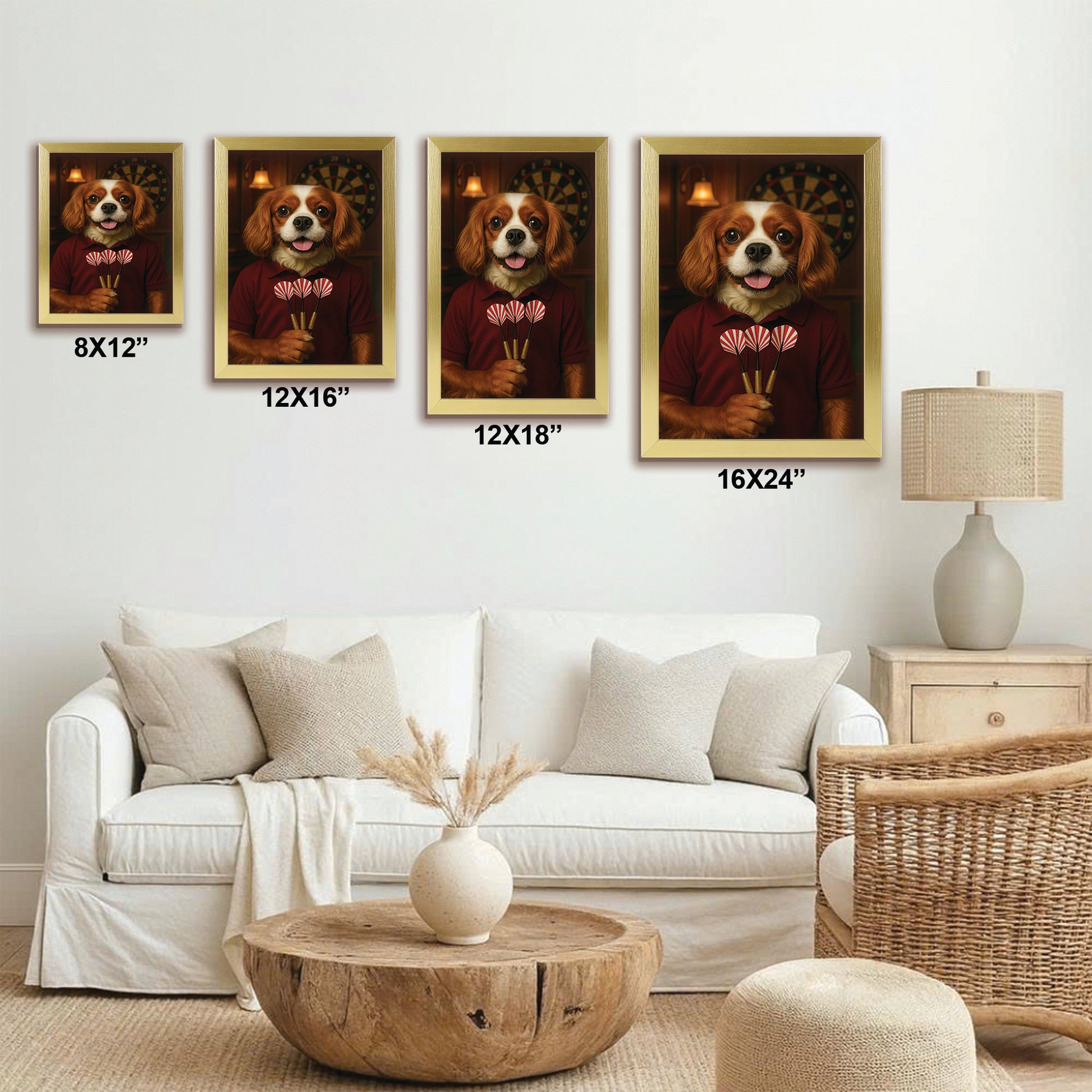 Custom Photo Dart Player Dog Canvas Framed Wall Art Gift For Dog Lovers