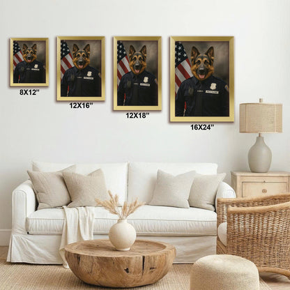 Custom Dog Photo Policeman Canvas Framed Wall Art Framed Wall Art _ Gift For Dog Lovers