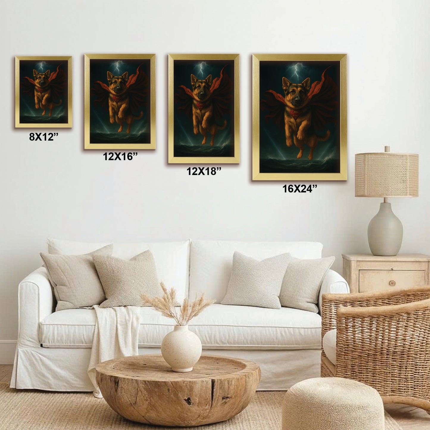 Custom Photo Dog Hero Canvas Framed Wall Art