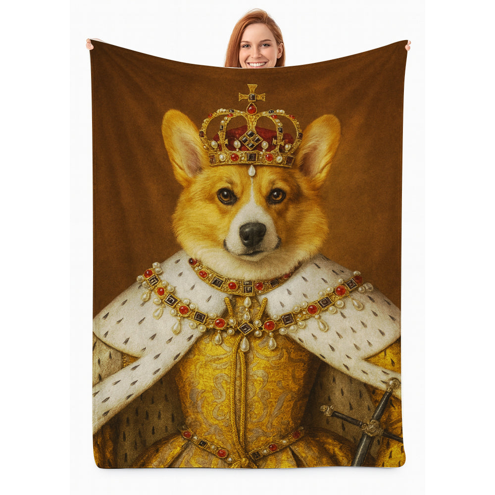 Custom Photo Crowned Queen Dog BlanketGift For Dog Lovers