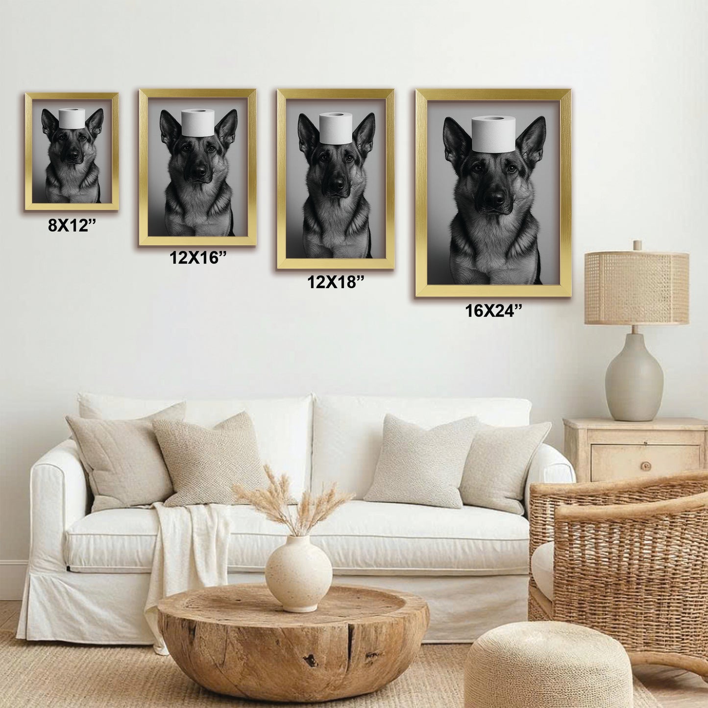 Custom Photo Dog Bathroom Style 11 Canvas Framed Wall Art Gift For Dog Lovers