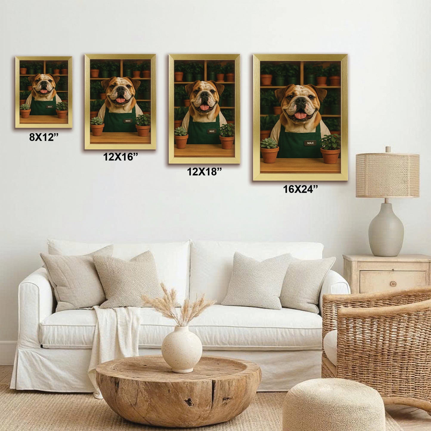 Custom Photo Gardener Dog Canvas Framed Wall Art Gift For Dog Lovers