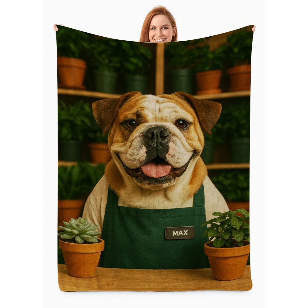 Custom Photo Gardener Dog BlanketGift For Dog Lovers