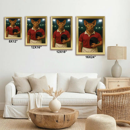 Custom Photo Rugby Player 2 Cat Canvas Framed Wall Art Gift For Cat Lovers