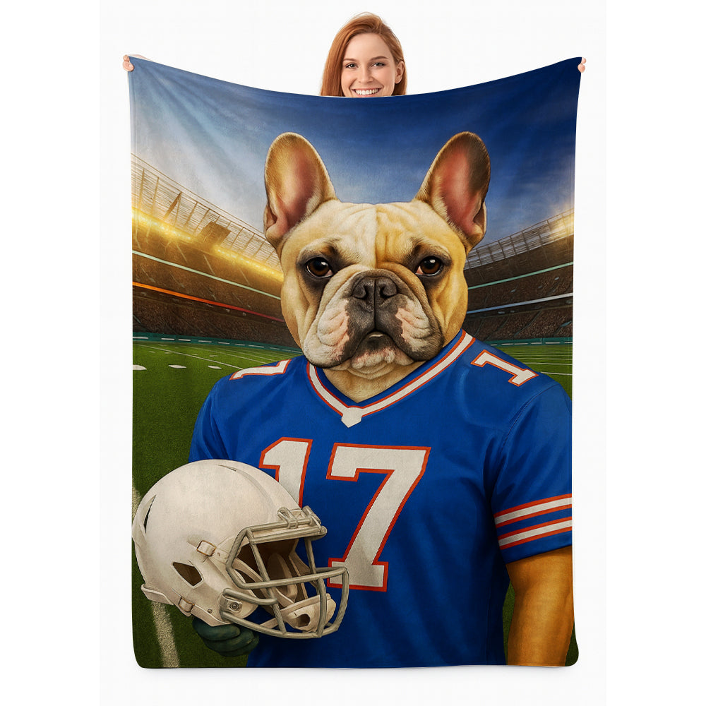 Custom Dog Photo Football Style Blanket For Dog Lover