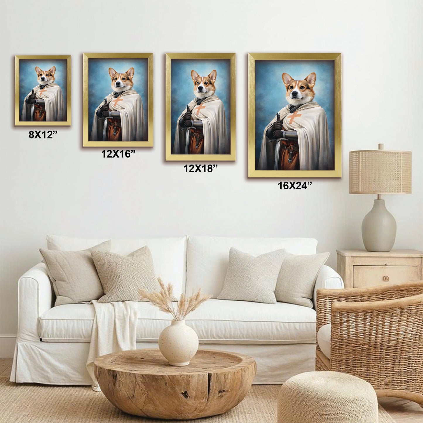 Custom Photo Priest Dog Canvas Framed Wall Art Gift For Dog Lovers