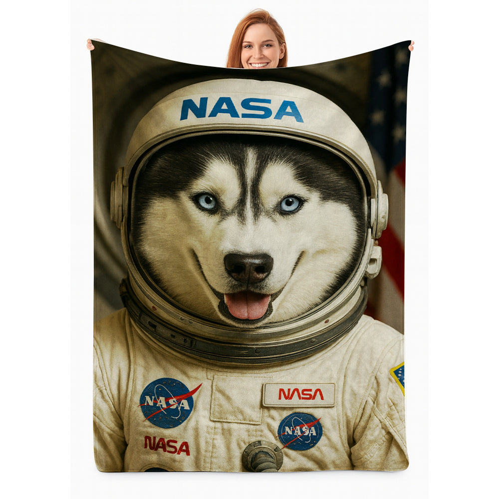 Custom Photo Astronaut Dog BlanketGift For Dog Lovers