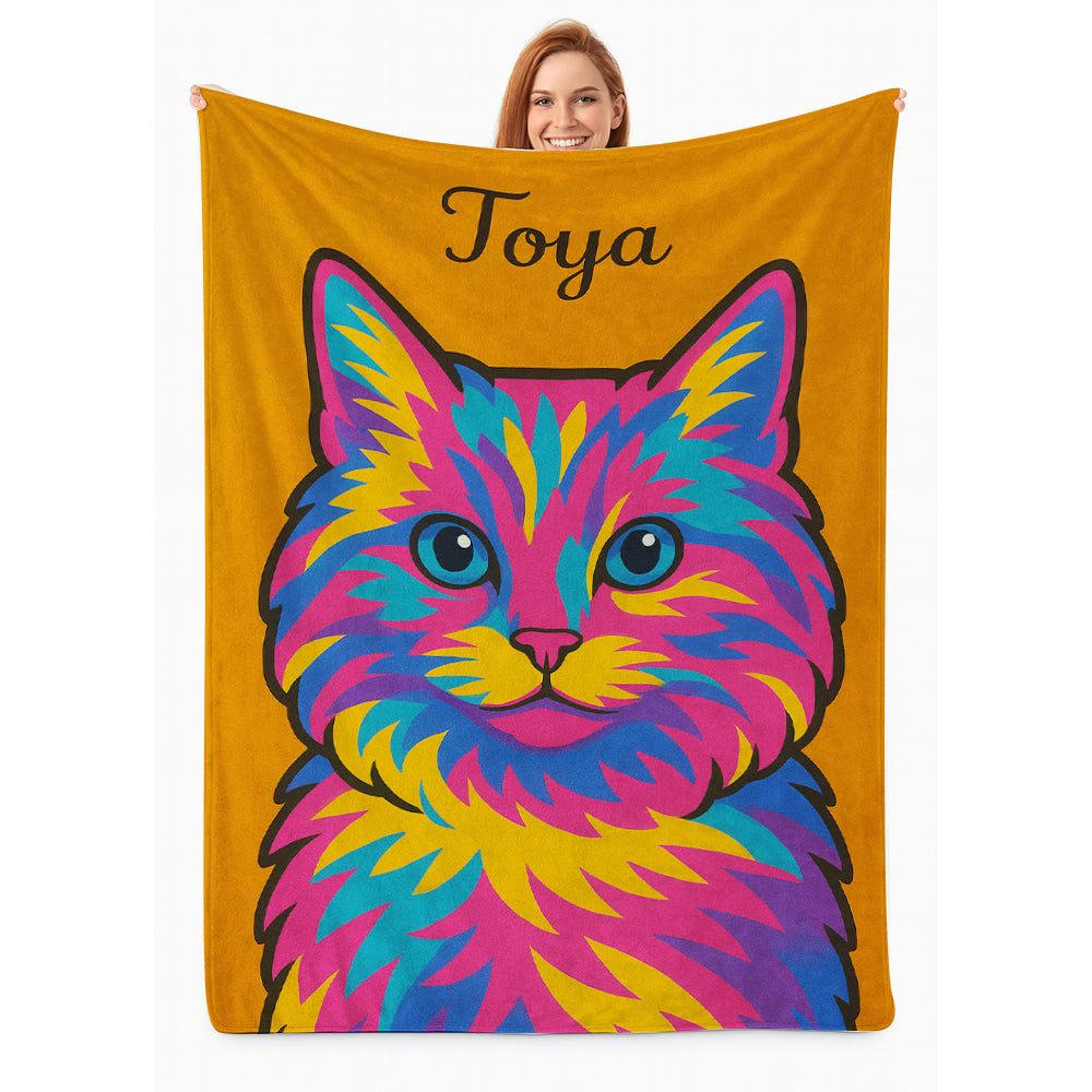 Custom Photo Minimalist Cat Blanket Gift For Cat Lovers