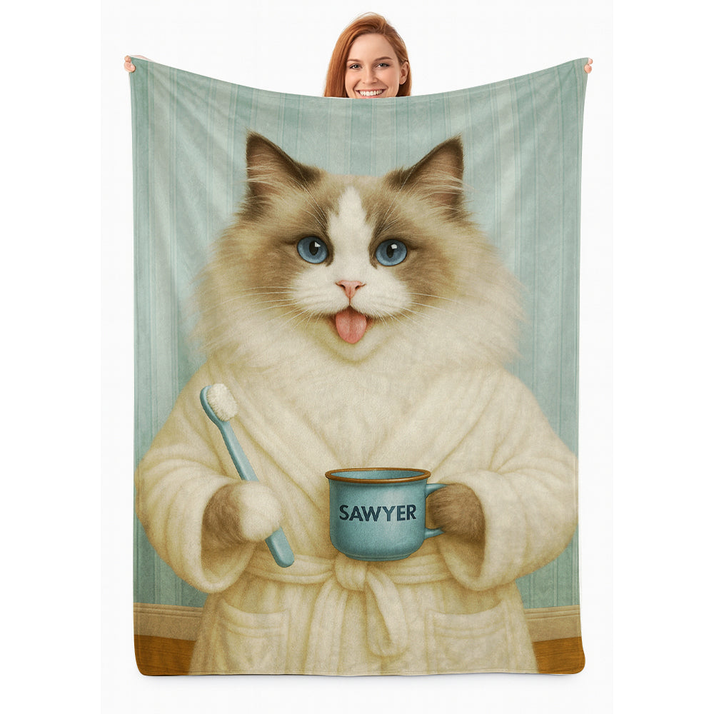 Custom Photo Cat Bathroom Blanket Cat Gifts Lovers