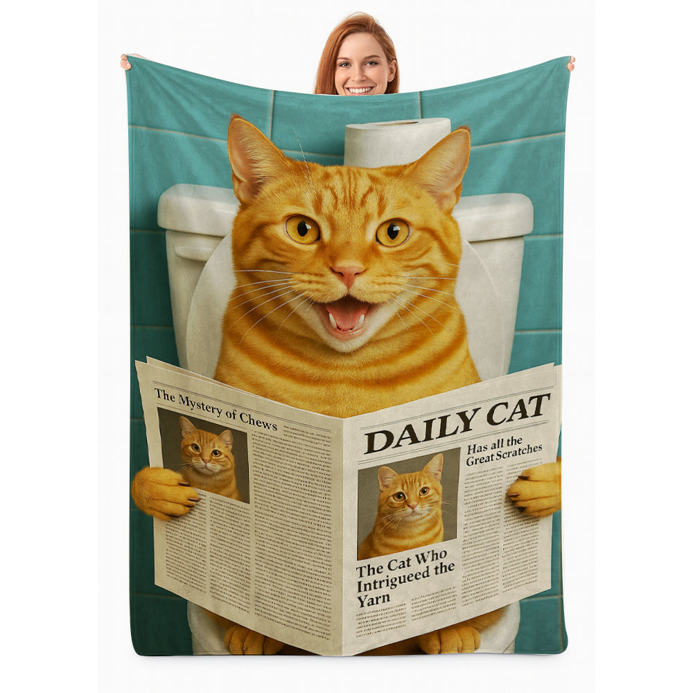 Custom Photo Cat Toilet Bathroom Blanket Wall Art