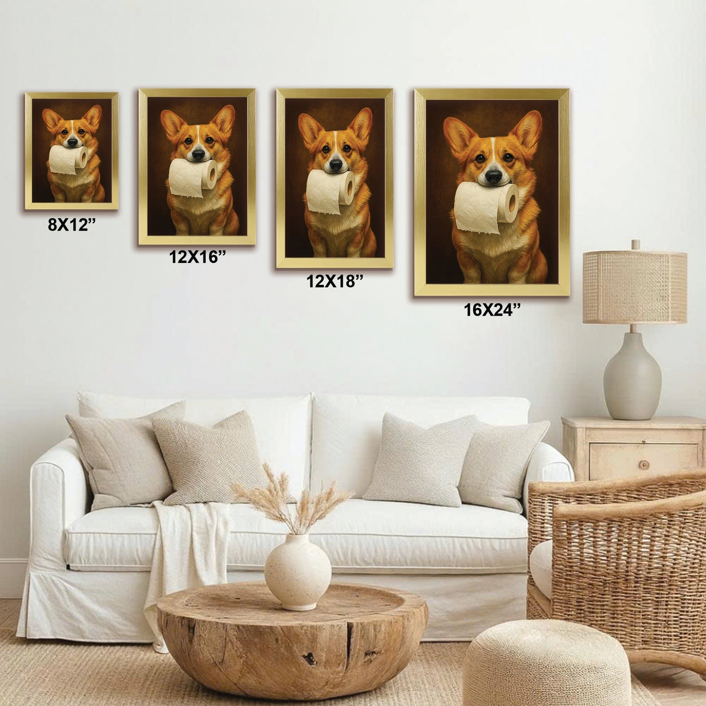 Custom Photo Dog Bathroom Style 18 Canvas Framed Wall Art Gift For Dog Lovers