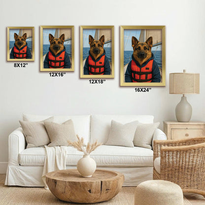 Custom Photo Sailor Dog Canvas Framed Wall Art Gift For Dog Lovers