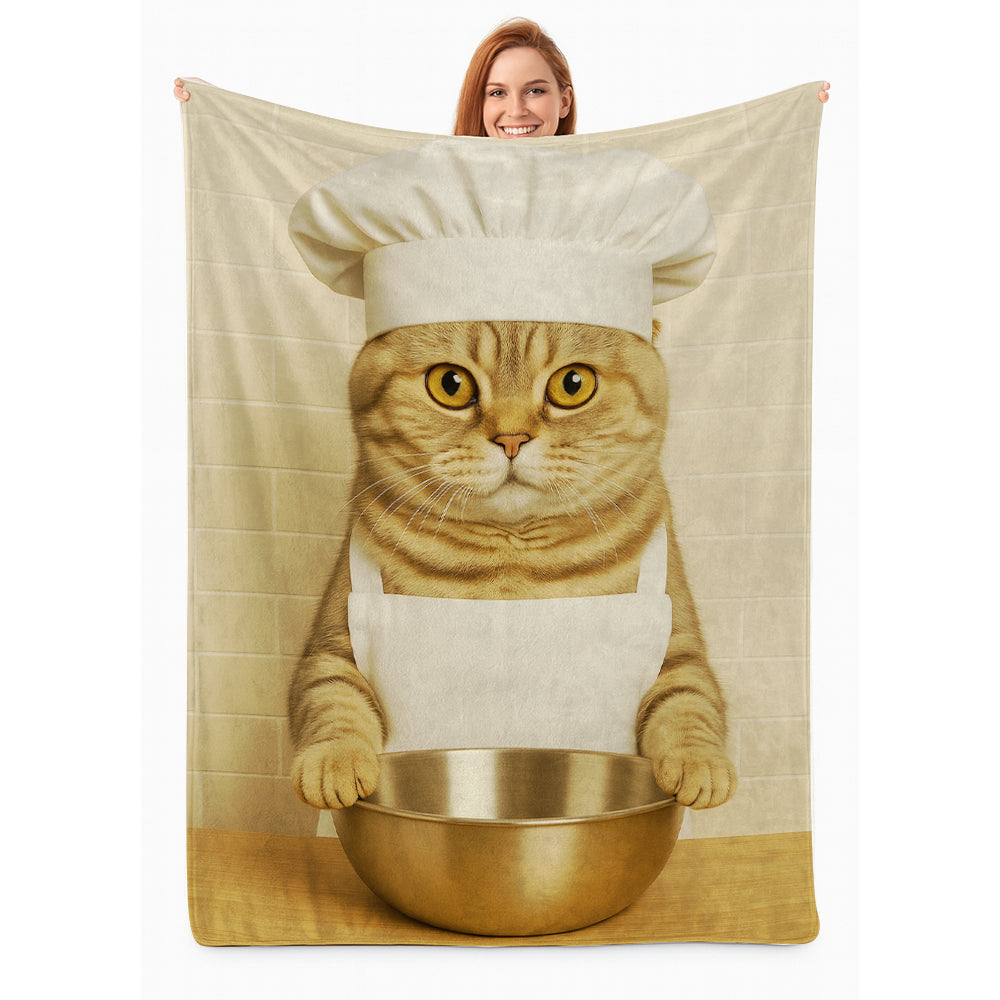 Custom Photo Cat Chef Blanket Gift For Cat Lovers