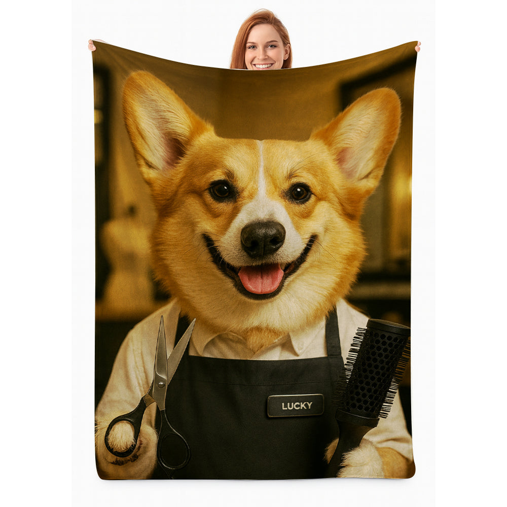 Custom Photo Hair Stylist Dog BlanketGift For Dog Lovers