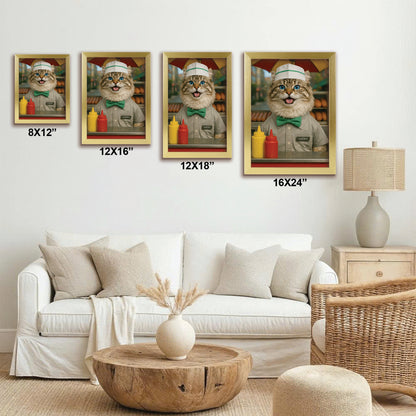 Custom Photo Hot Cat Canvas Framed Wall Art  Gift For Cat Lovers
