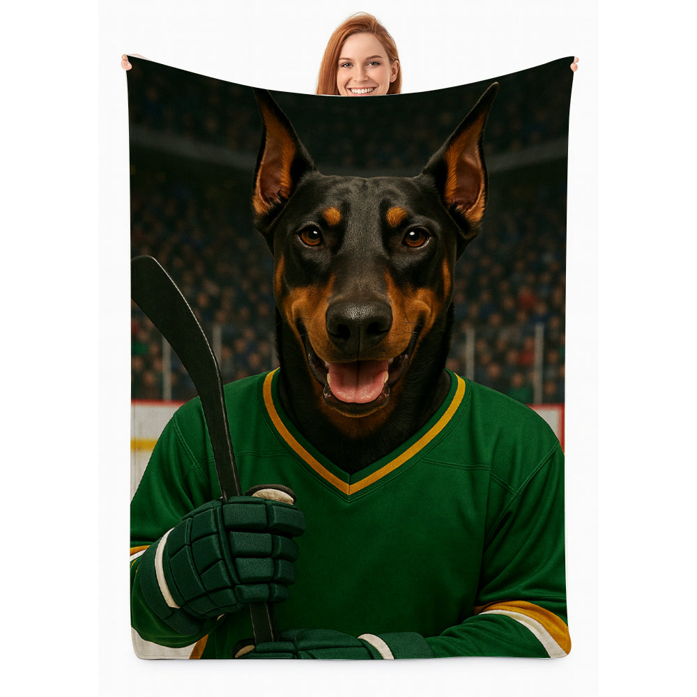 Custom Photo Hockey Player Dog BlanketGift For Dog Lovers