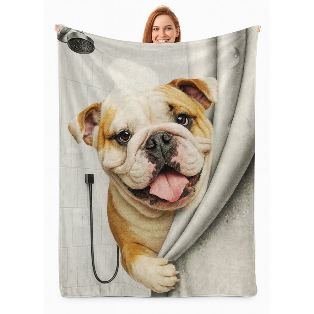 Custom Dog Photo Dog In Bathroom BlanketGift For Dog Lovers