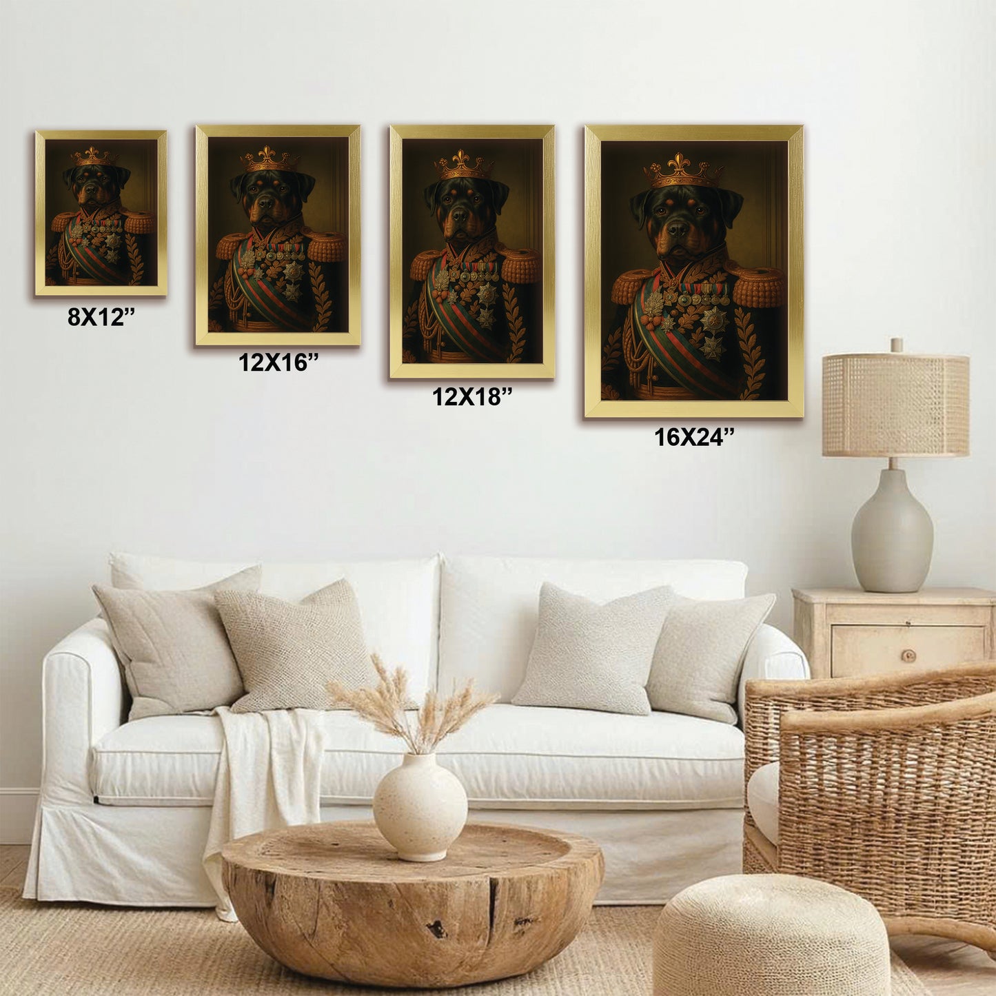 Custom Photo Dog King Crown Royal Canvas Framed Wall Art Framed Wall Art _ Gift For Dog Lovers